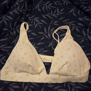 Aeropostale Cream Bralette with Yellow Floral Accents